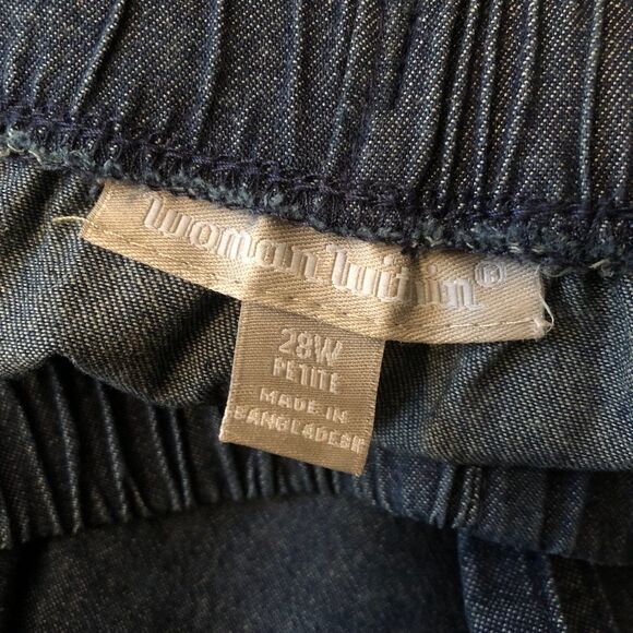 Woman Within Womens Drawstring Denim Skirt 28W Petite Midi Dark Wash 100 Cotton - Picture 6 of 8